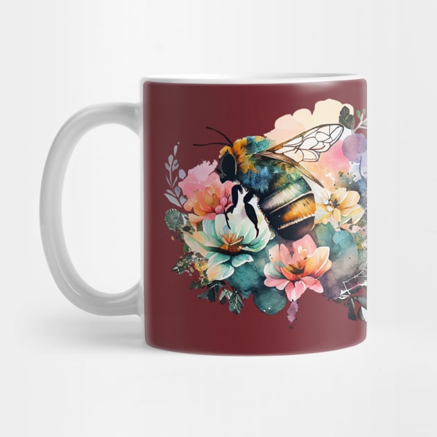 Floral Bee Watercolor 3.0 by CreativeDesignsx